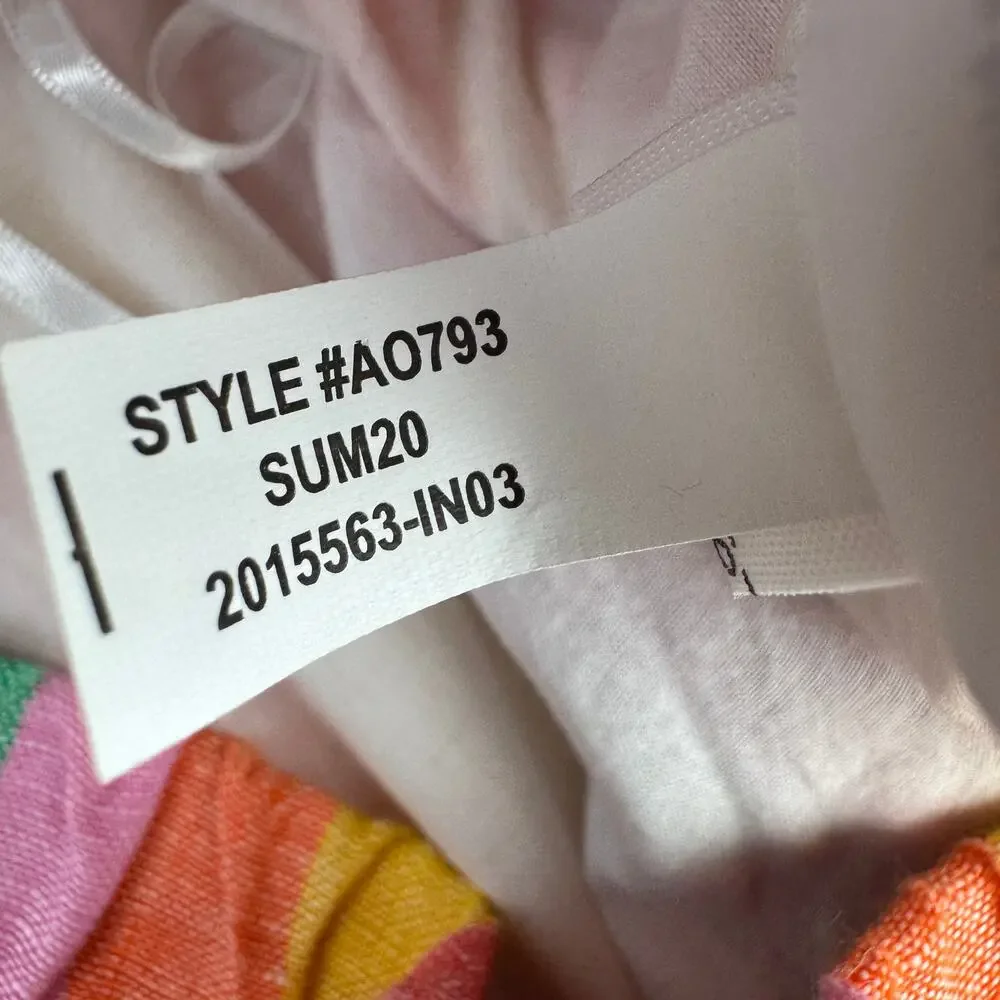 J. Crew Rainbow Stripe Linen Pull-on Knee-Length Skirt Pockets AO793 Size Large - Picture 11 of 15